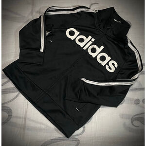 Boys Adidas Black and White Track Jacket 3T